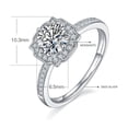 thumbnail image 3 of 1 Carat Round Cut Diamond Halo Moissanite Engagement Ring In 18k White Gold Plating Over Silver, 3 of 4