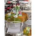 thumbnail image 5 of Outdoor Tablecloths with Umbrella Hole & Zipper, Abstract Yellow Round Tablecloth 54 Inch, Painting Buildings Geometric Modern Art Waterproof Table Cloth, Patio/Pool/Picnic Table Covers, 5 of 8