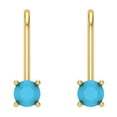 thumbnail image 3 of 14K Solid Gold Lever Back Stud Earrings for Women | 0.2 cttw Round Cut Simulated Turquoise | Yellow Gold, 3 of 5