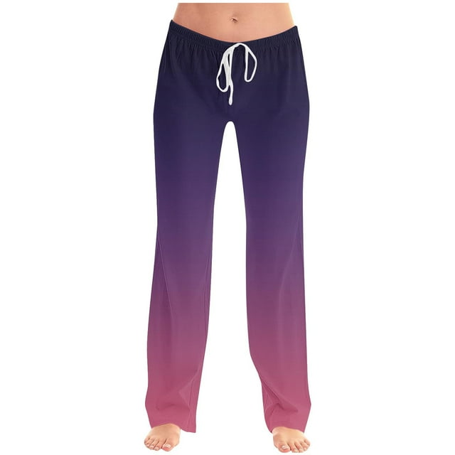 KIHOUT Sweatpants for Woman New Arrivals Fashion Gradient Printing Elastic Waist Drawstring Full Length Trousers with Pockets