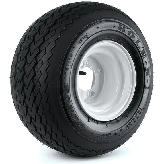 Kenda Hole-N-1 White 8" x 7" 4-Hole Wheel and 18/8.50-8 Tire Combination — Home & Garage Storage, Stackable Design