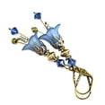 thumbnail image 2 of Vintage Victorian Style Navy Blue and Antique Bronze Bell Flower Lucite Earrings, 2 of 3