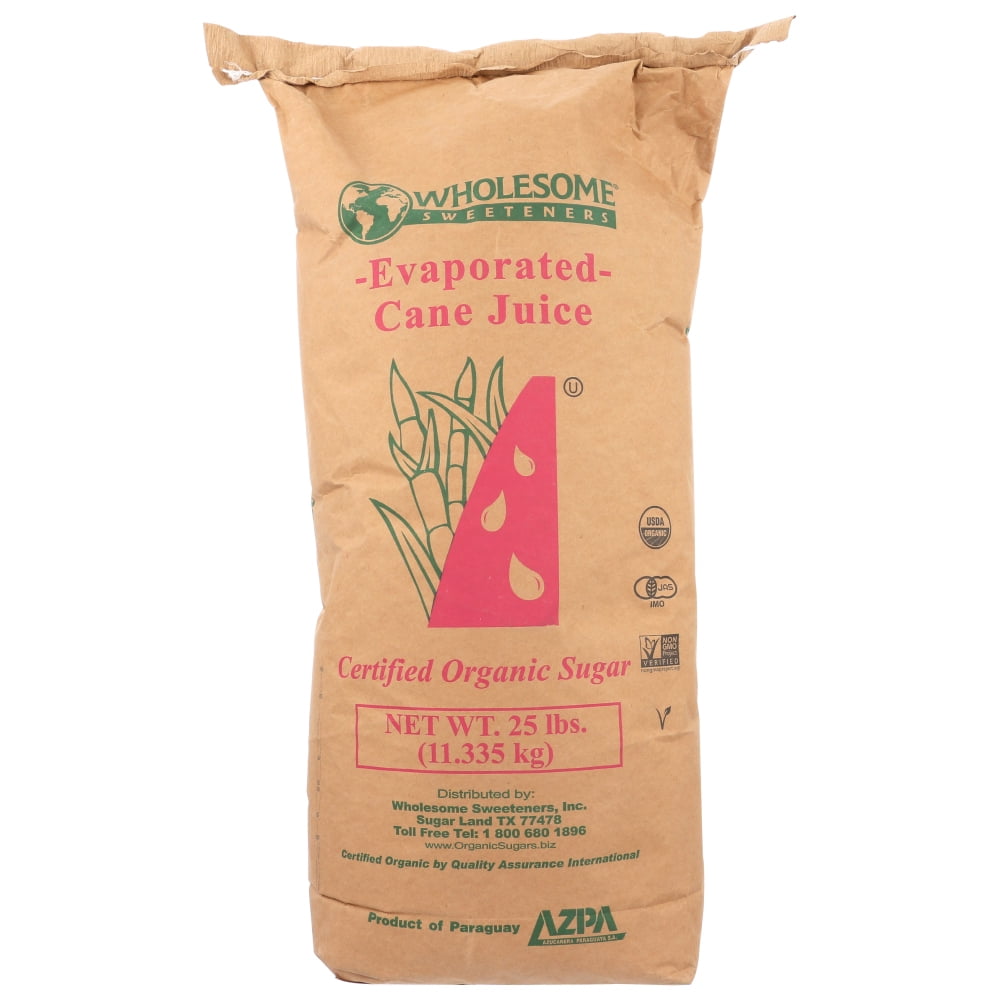 Bulk Wholesome! Organic Cane Sugar, Evaporated Cane Juice, 25 Lb