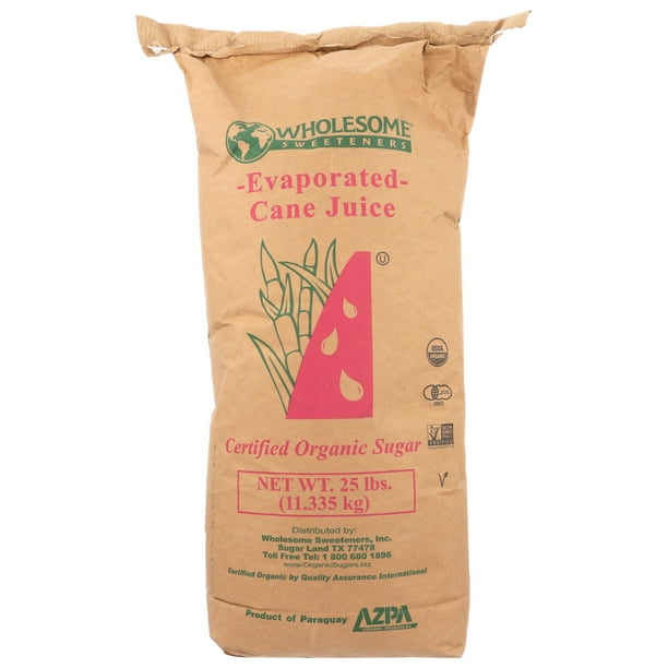 Bulk Wholesome! Organic Cane Sugar, Evaporated Cane Juice, 25 Lb