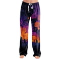 thumbnail image 4 of IYYVV Womens Halloween Pajamas Pants Casual Pumpkin Ghost Print Lounge Trousers Comfy Lightweight Elastic Waist Drawstring Sleepwear Bottoms Navy M, 4 of 6