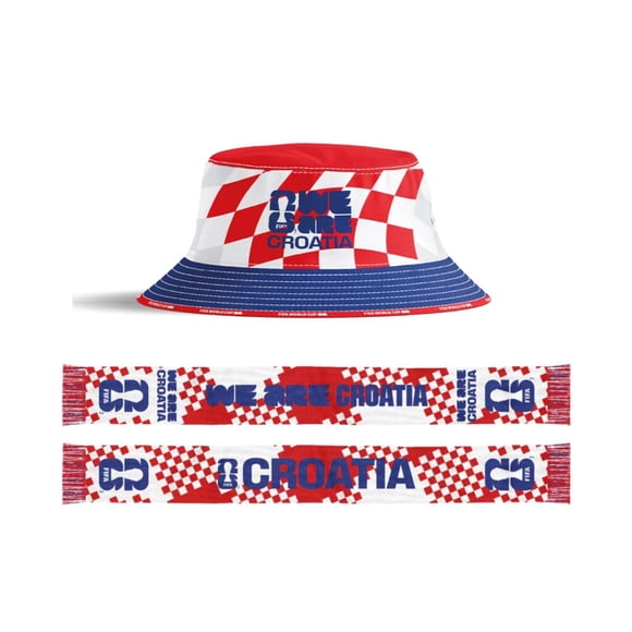FIFA World Cup Croatia Premium Bucket Hat & Double-Sided Printed Scarf Set