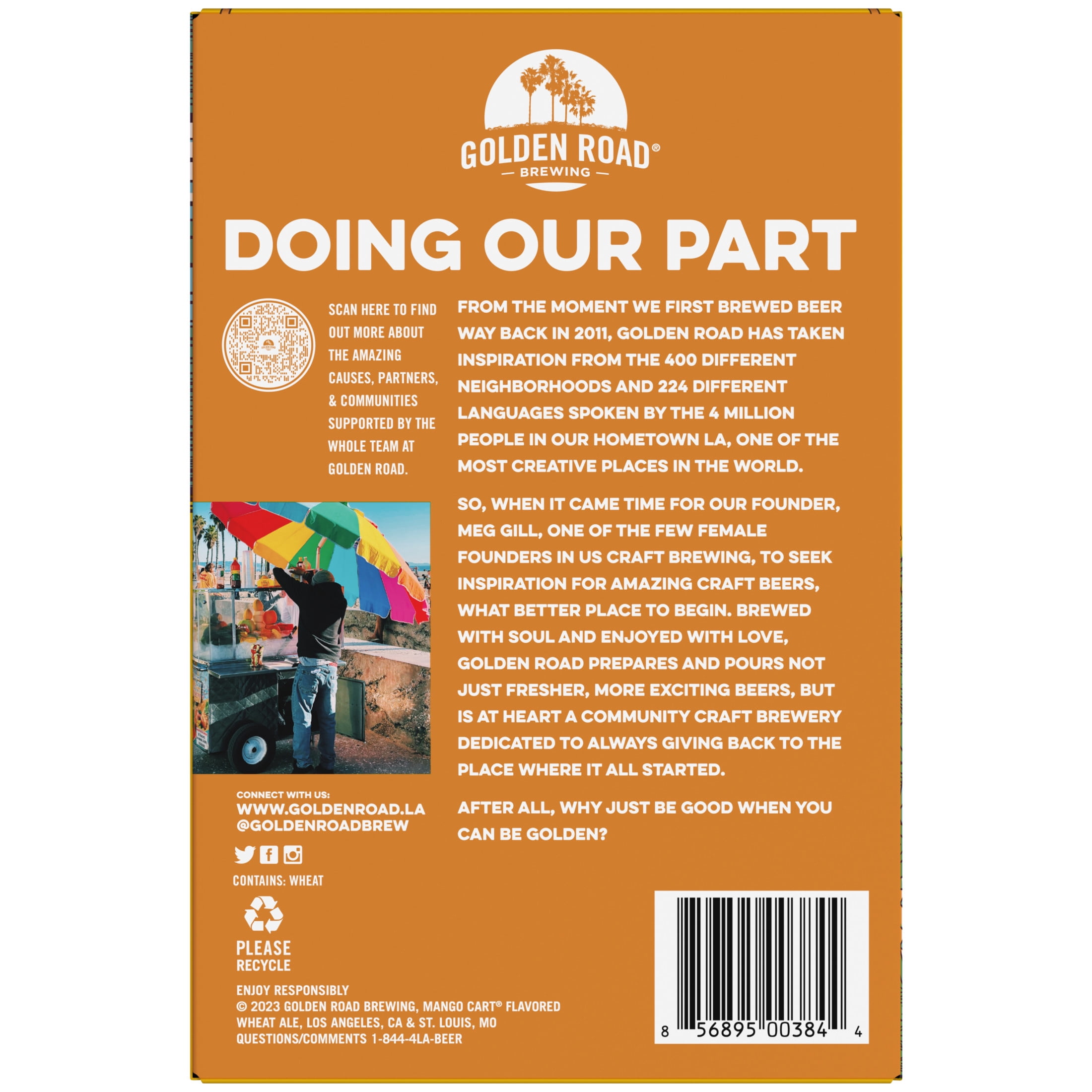 Golden Road Brewing Mango Cart Wheat Ale Craft Beer, 6 pack Beer, 12 fl oz Aluminum Cans, 4 % ABV