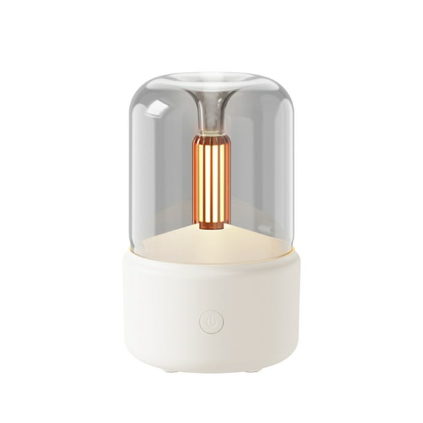 Difusor de aroma estilo luz de velas Humidificador de niebla de 120 ml Luz de noche blanca cálida Di Tomshoo Blanco