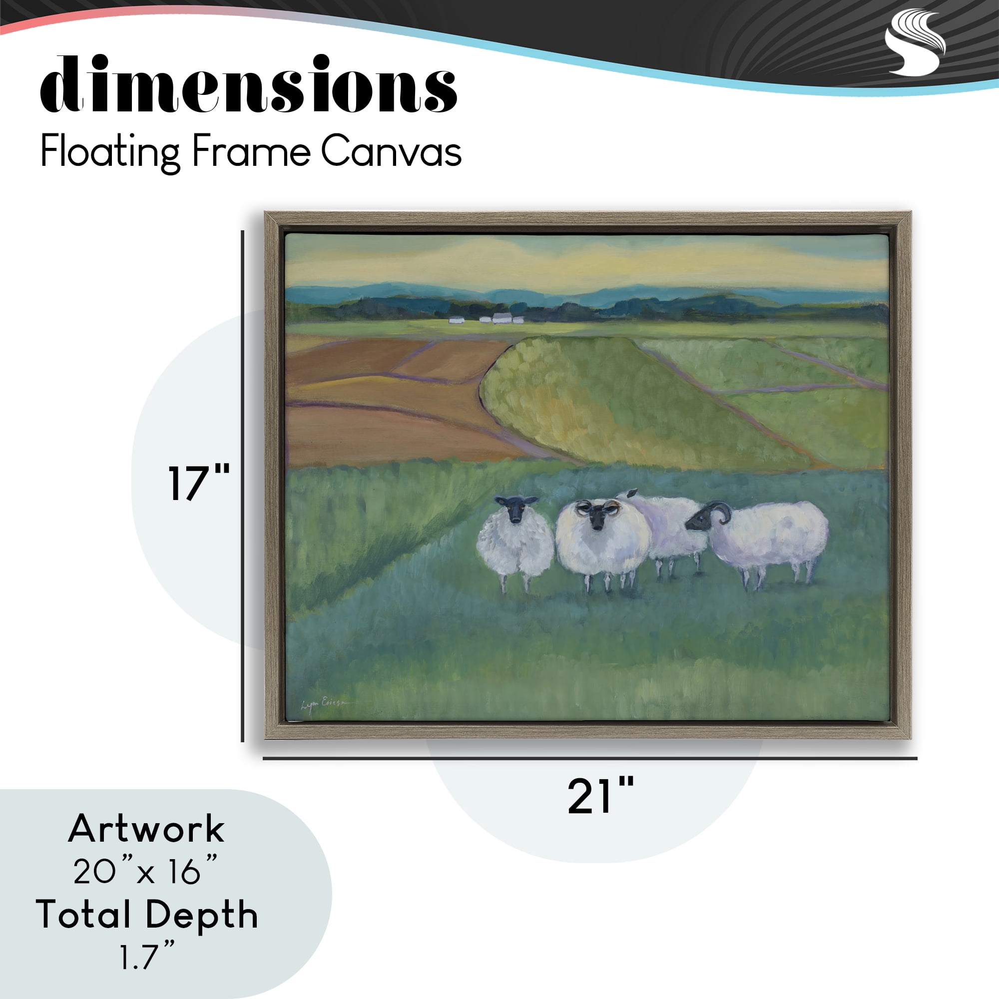 Stupell Industries Sheep Herd Meetup Brown Framed Floater Canvas Wall Art, design by Lynn Ericson Fine Art