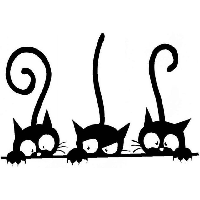 Adhesivos de pared de gatos divertidos de tres animales, pegatinas de pared de PVC para el hogar y el dormitorio, decoración artesanal, pegatinas de pared 3D extraíbles