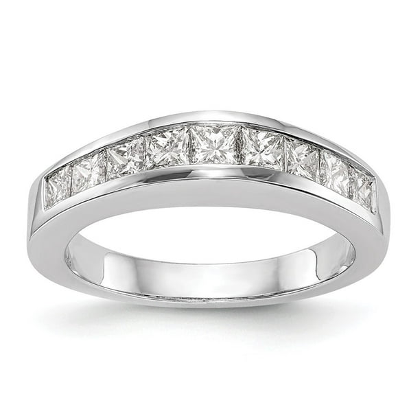 Wedding Band - 14K White Gold Princess Cut Diamond Wedding Band Ring ...