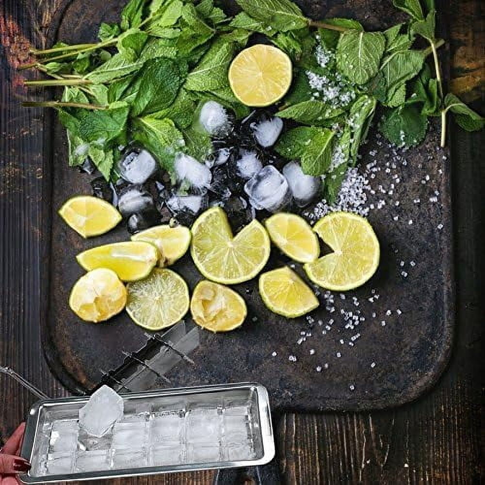 Stainless Steel Ice Cube Maker Tray,Lever Style Ice Cube Mold Quick To Making 18 Ice Cubes