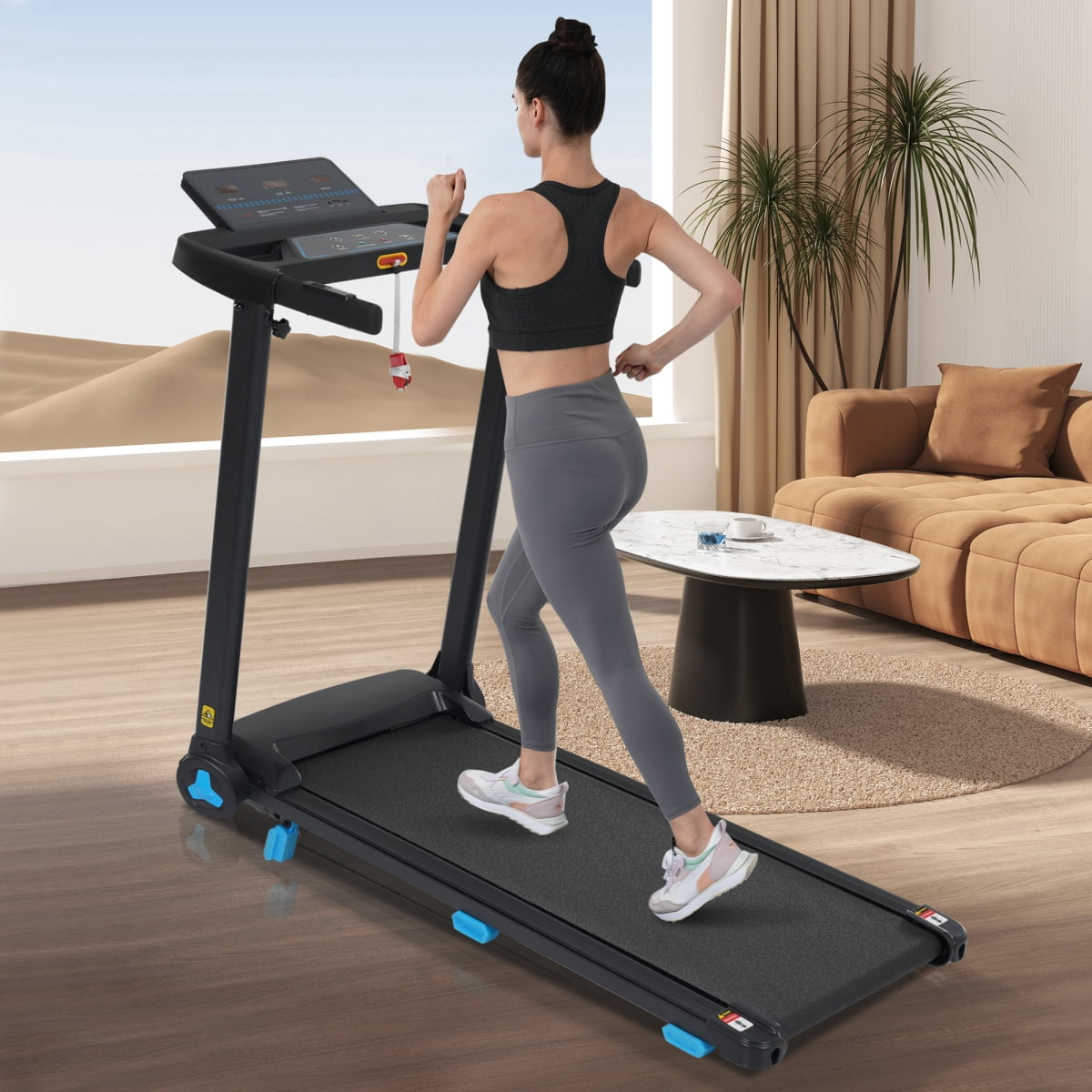 Treadmill with Incline, 3.0HP Quiet Foldable Treadmills for Home, 10.0MPH 300 LBS Weight Capacity Home Exercise Equipment Treadmills with Heart Rate Sensors,Type C&USBCharge Station ,Bluetooth