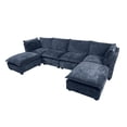 thumbnail image 2 of 130" Oversized Modular Sectional Sofa, Convertible U Shaped Couch with Movable Ottomans, 4-Seat Upholstered Comfy Couch Set for Living Room, Apartment, Blue, 2 of 9