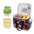 thumbnail image 2 of FORMRS Insulated Cooler Bag 24 Cans Capacity Soft Leakproof Lunch Box with Side Pockets, Red and Purple Plaid Pattern, 2 of 7