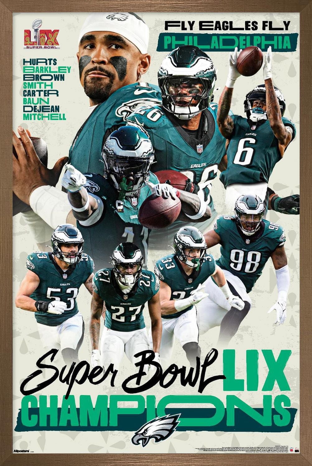 NFL Philadelphia Eagles - Super Bowl LIX Champions Wall Poster, 22.375" x 34" Framed