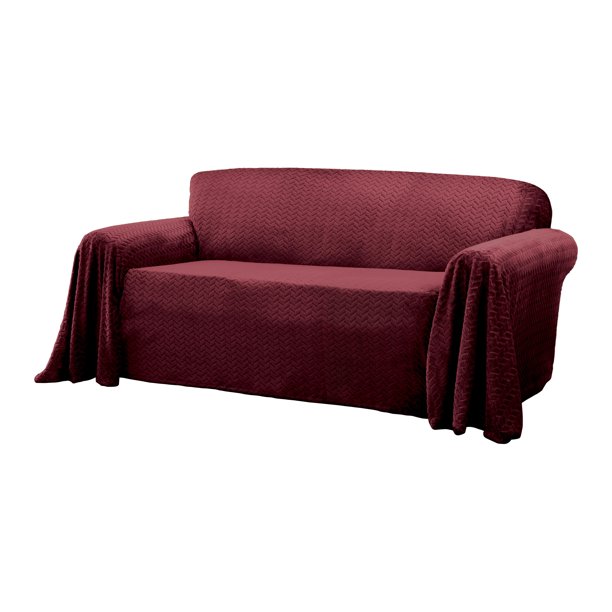 Innovative Textile Solutions 1Piece Mason Throw Sofa Slipcover, Wine