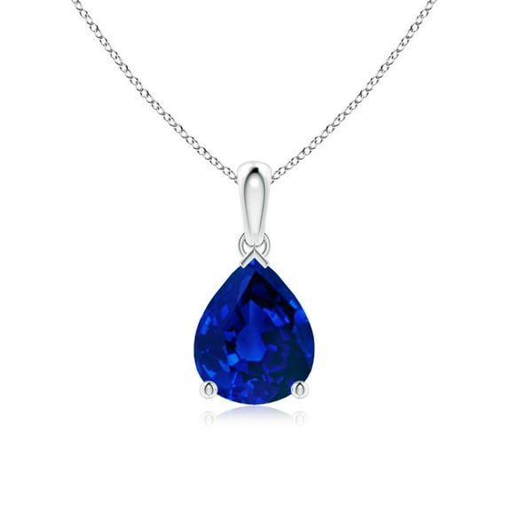 ANGARA Lab Grown 3 Ct Blue Sapphire Solitaire Pendant for Women in 925 Sterling Silver (Size-10x8mm) | September Birthstone, Anniversary, Jewelry Gift for Women | Lab-Grown Blue Sapphire Necklace