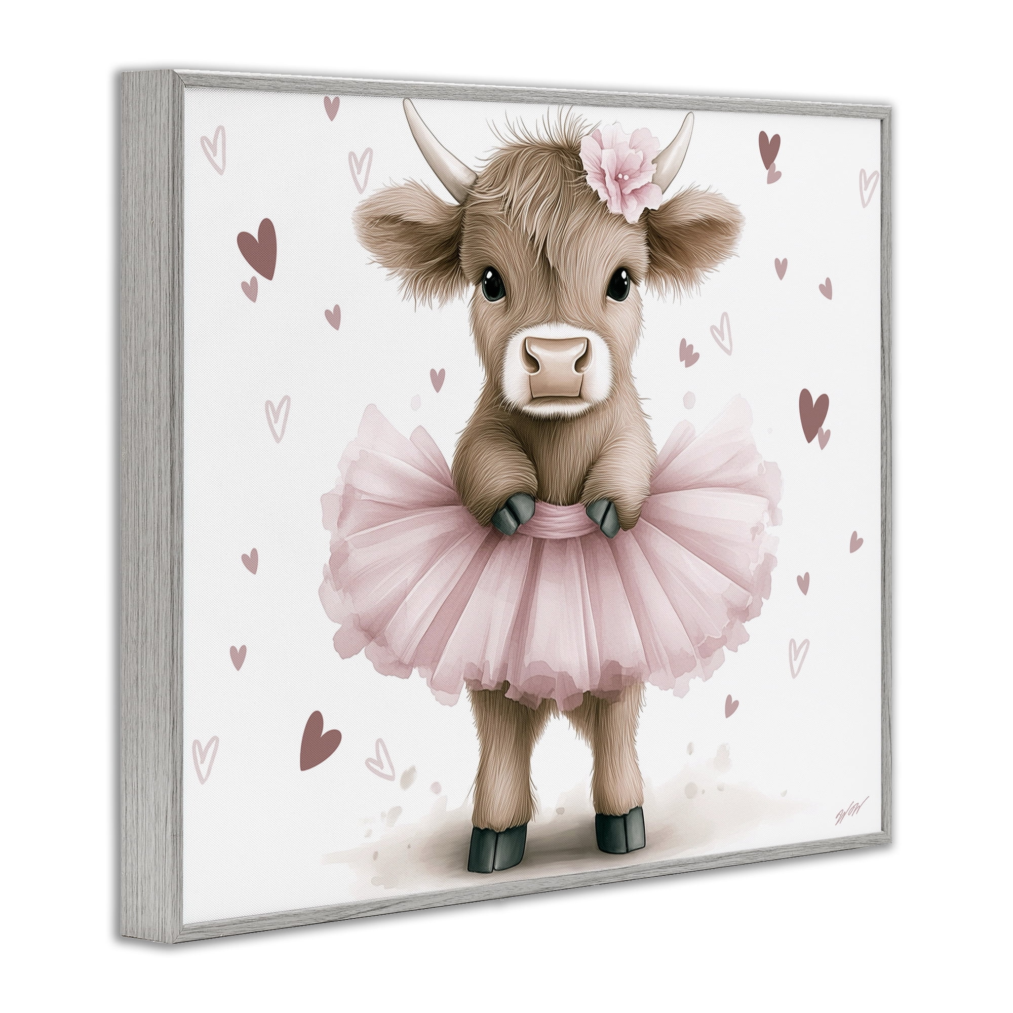 Stupell Industries Baby Calf with Tutu Gray Framed Giclee Art, design by Whimsical Wonders