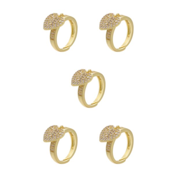 Jumpingount Anillo de dedo abierto con anillo de plata ajustable único para mujer, anillo con colgante de corazón, anillo ajustable de oro Type2 NO2