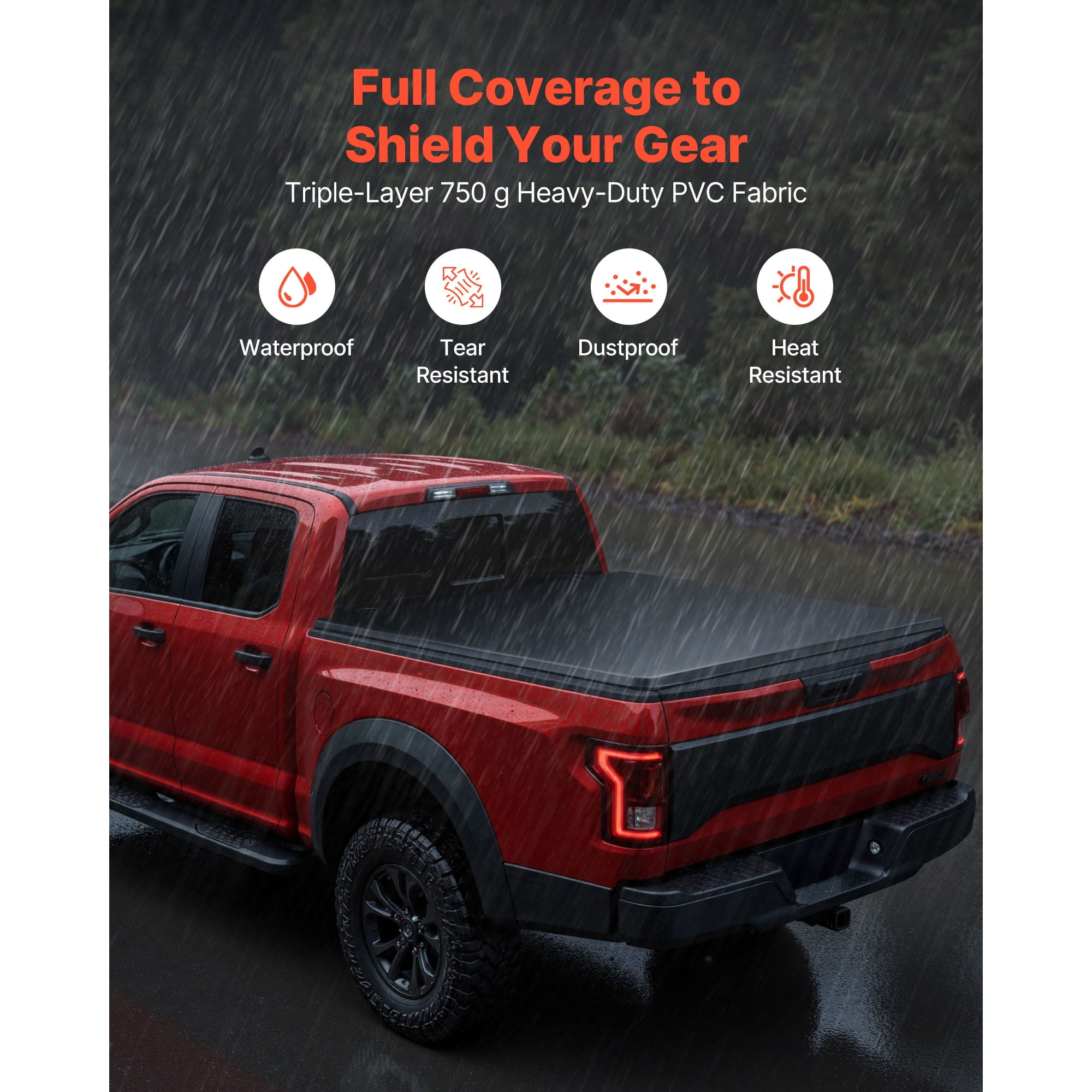 KFFKFF Soft Roll-Up Truck Bed Cover, Compatible with 2015-2025 Chevy Colorado/GMC Canyon Crew Cab Short Bed, Designed for 5.2 ft (62 in) Beds, Durable PVC Cover with Aluminum Support Bars
