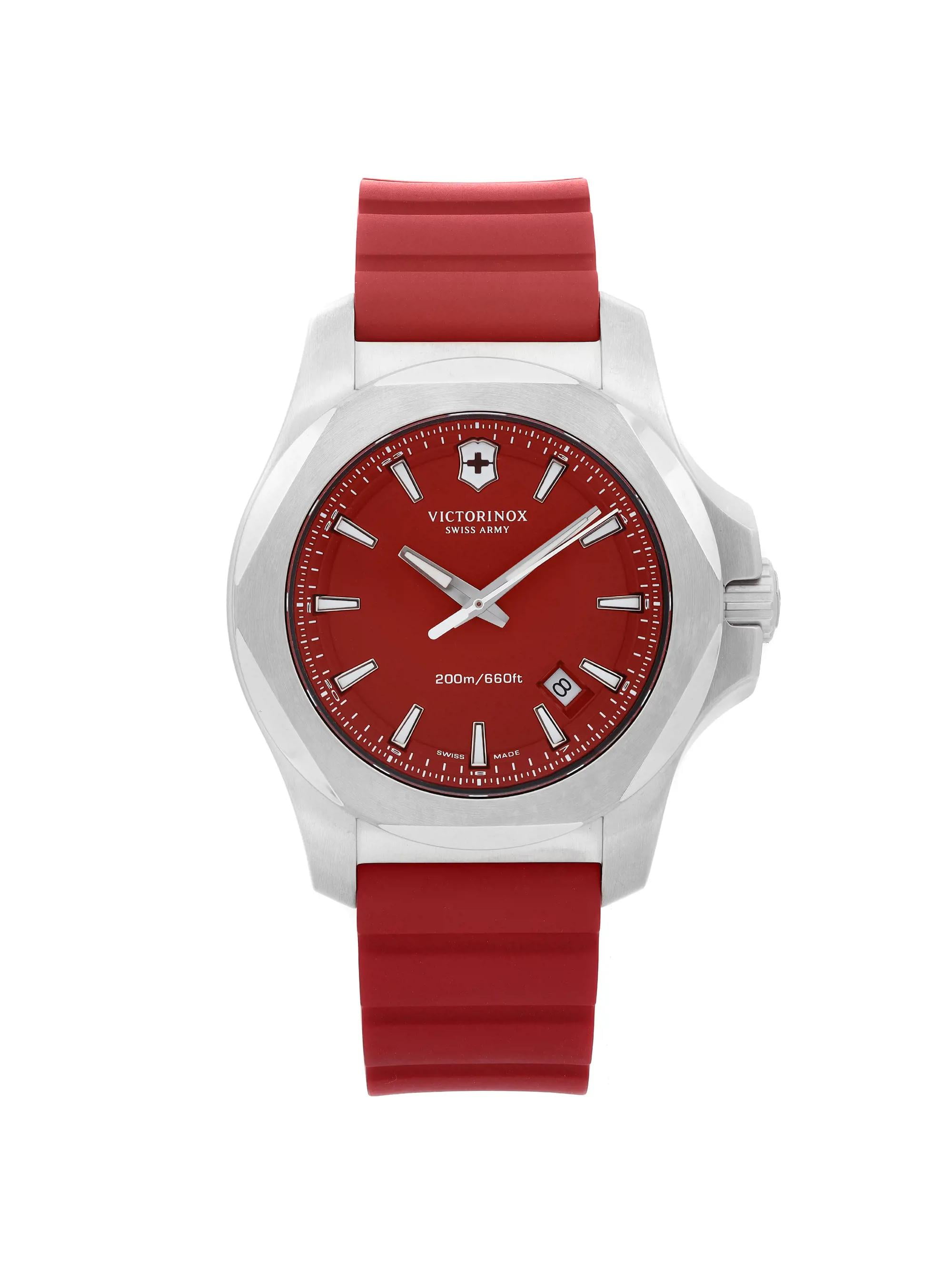 Gucci G Timeless Coral Red Dial Black Leather Strap Watch For Men