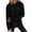 03#Black, variant on Ladies Solid Color Oversized Hooded Pullover Sweatshirt Long Sleeve Top with Scalloped Wave Hem for Everyday Outdoor and Lounging Wear