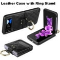 thumbnail image 4 of Case for Samsung Galaxy Z Flip 4 with Ring, Luxury Soft Rhomboid for Women Men PU Leather + Hard PC Shell Ultra Thin Slim Durable Shockproof Protective Cover for Galaxy Z Flip 4 Black 5G, 4 of 14
