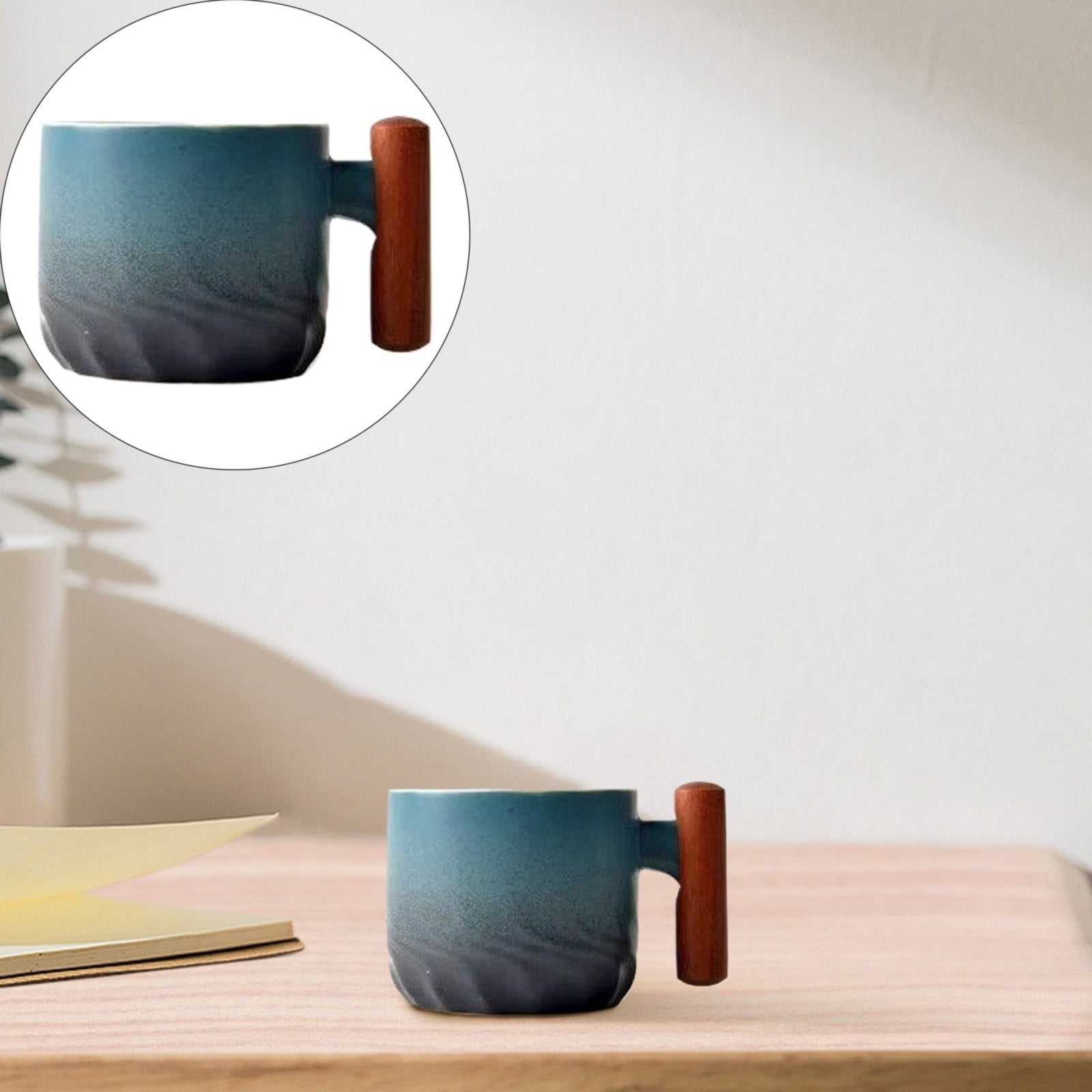 XKHAZA Ceramic Espresso Cups with Wooden Handle, Espresso Shot Cups Ceramic Tea Cups, Porcelain Demitasse Cups for Coffee or Tea