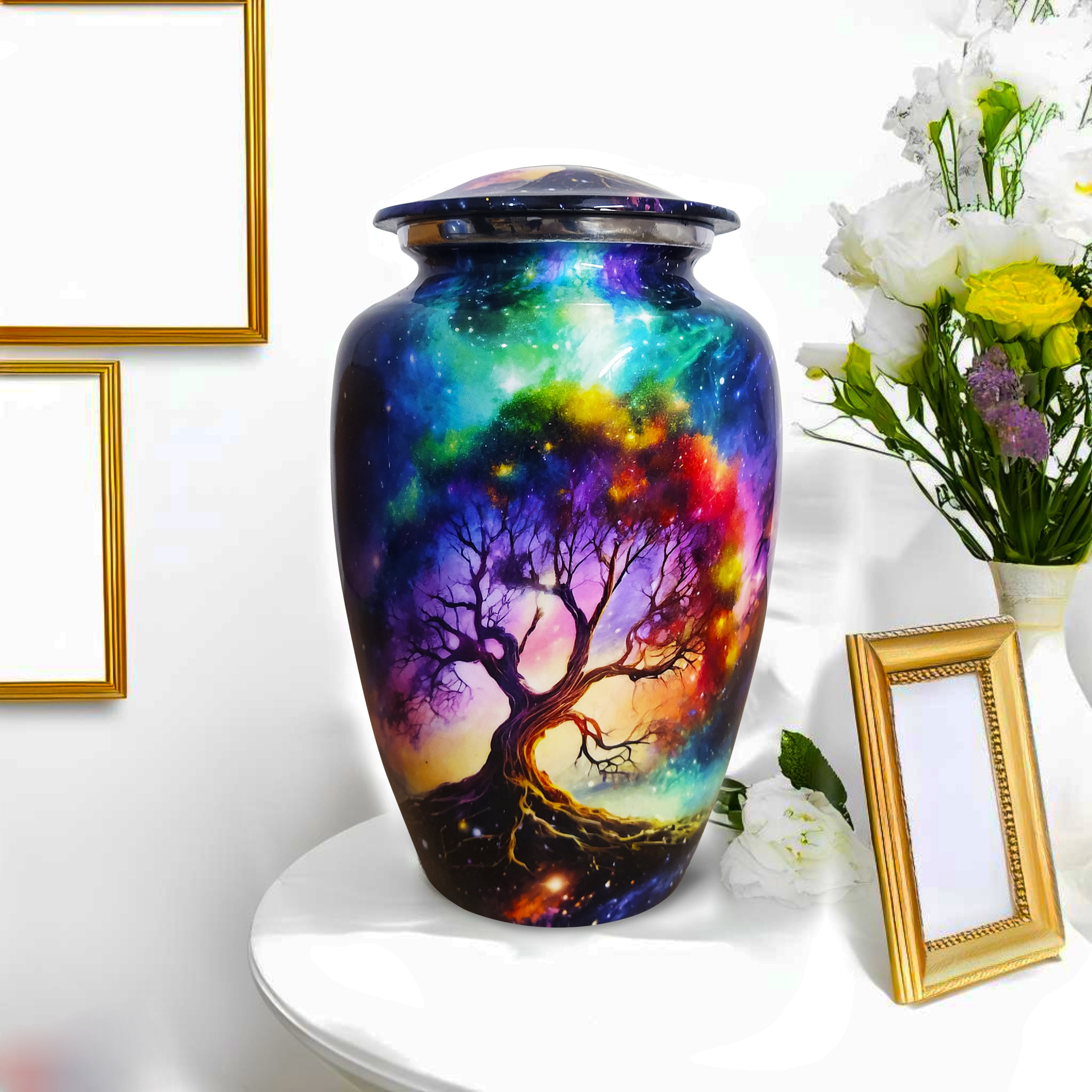 Cosmic Galaxy Tree Cremation Urns for Human Ashes Adult Male Female, Burial Urns, Decorative Urns, Funeral Urns, for Women and Men