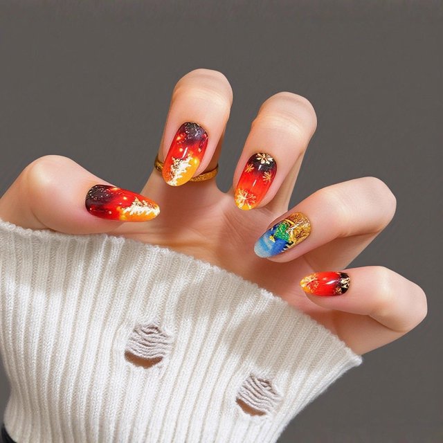 Pegatinas de uñas BJR, dibujos animados de Halloween, falsas, portátiles, venta al por mayor