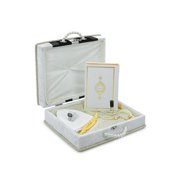 Ihvan Online Muslim Prayer Rug Marriage Islamic Gift With Beads Kufi Hat Velvet Box White Indoor