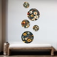 thumbnail image 2 of Designart "Delightful Modern Botanicals I" Geometric Round Wall Art Set Of 5 - Yellow Mid-Century Hallway Metal Art Print Set, 2 of 6