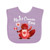 Inktastic My 1st Canada Day with Red and White Maple Leaves Boys or Girls Baby Bib