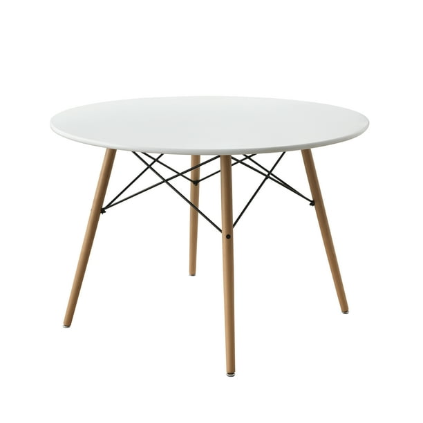 Mainstays 42" Round Modern Dining Table Mid Century Style, Beech and