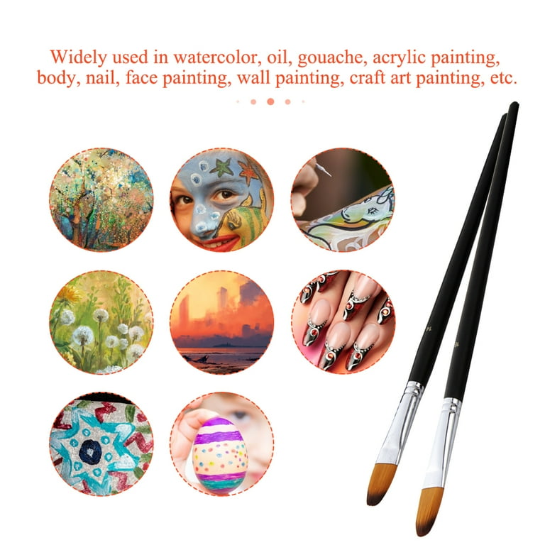 9pcs Professional Artist Paint Brushes Set Black Long Wooden Handle Nylon  Hair