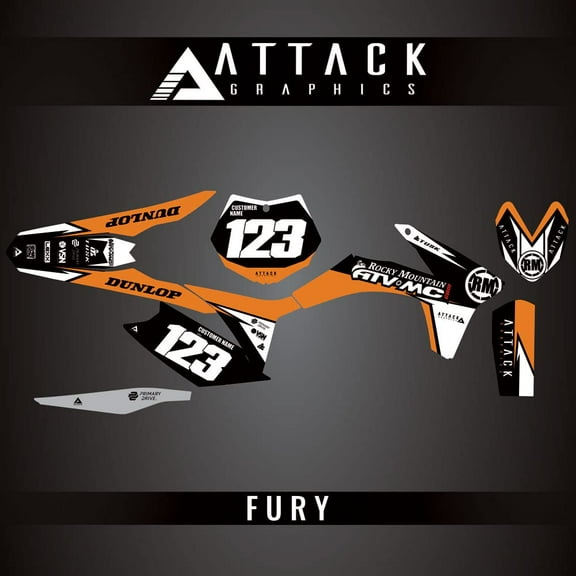 Attack Graphics Custom Fury Complete Bike Graphics Kit for KTM 125 SX 2012