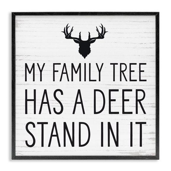 Stupell Industries Farmhouse Witty Deer Quote Rustic Lodge Antlers Motif Black Framed Giclee Art, 12 x 12, by Lettered and Lined