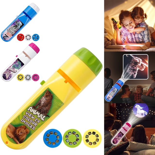 MesaSe Projection lamp Flashlight Projector Educational Bedtime Cognition Device for Kid Torch Projection with 24 Slides Recognition Torch Projector Battery Operated Flashlight Light Toy