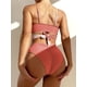 thumbnail image 5 of Conjunto de bikini cruzado sexy para mujer, traje de baño de 2 piezas con parte superior con lazo en la espalda y bloques de colores cruzados, 5 of 5