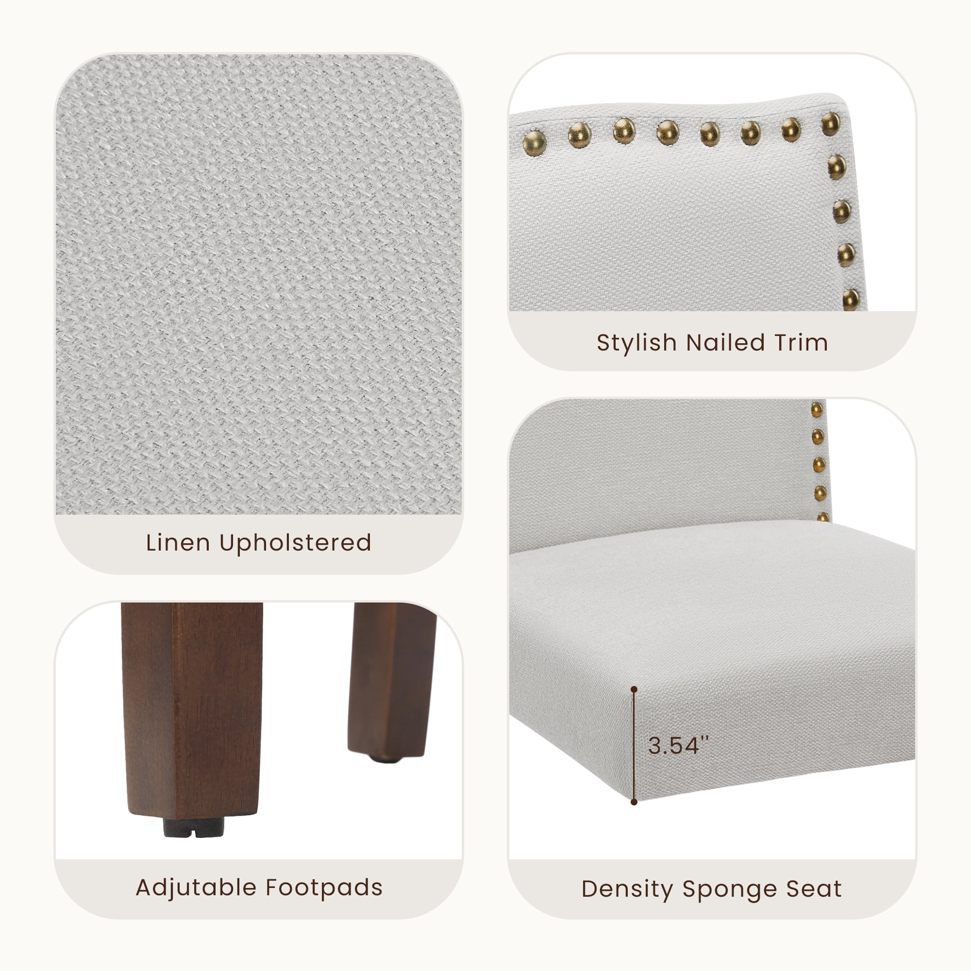 CONCETTA Dining Chairs Set of 2, Upholstered Fabric Kitchen Room Chairs, Gray