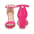 thumbnail image 4 of BLISSFUL STEP Women's Shoes Satin Chunky High Heel Ankle Strap Open Toe Sandals Fuchsia 9.5, 4 of 4