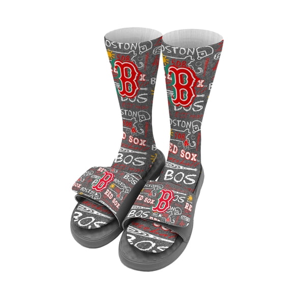 Unisex ISlide Boston Red Sox Chalk Socks & Slide Sandals Bundle