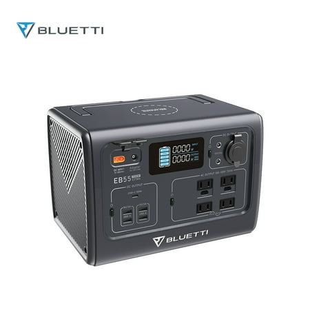 Bluetti Portable Power Station EB55, 537Wh Capacity Solar Generator, 700W AC Outlets (1400W Peak), for Outdoor Camping, Off-grid, Blackout