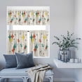thumbnail image 6 of 3 Piece Kitchen Curtains and Valances Set Green Yellow Diamond Cafe Curtains 36 Inch Length Modern Geometric Middle Century Beige Valance & Tier Curtain for Living Room Bedroom 54"x18"+27"x36"*2, 6 of 6