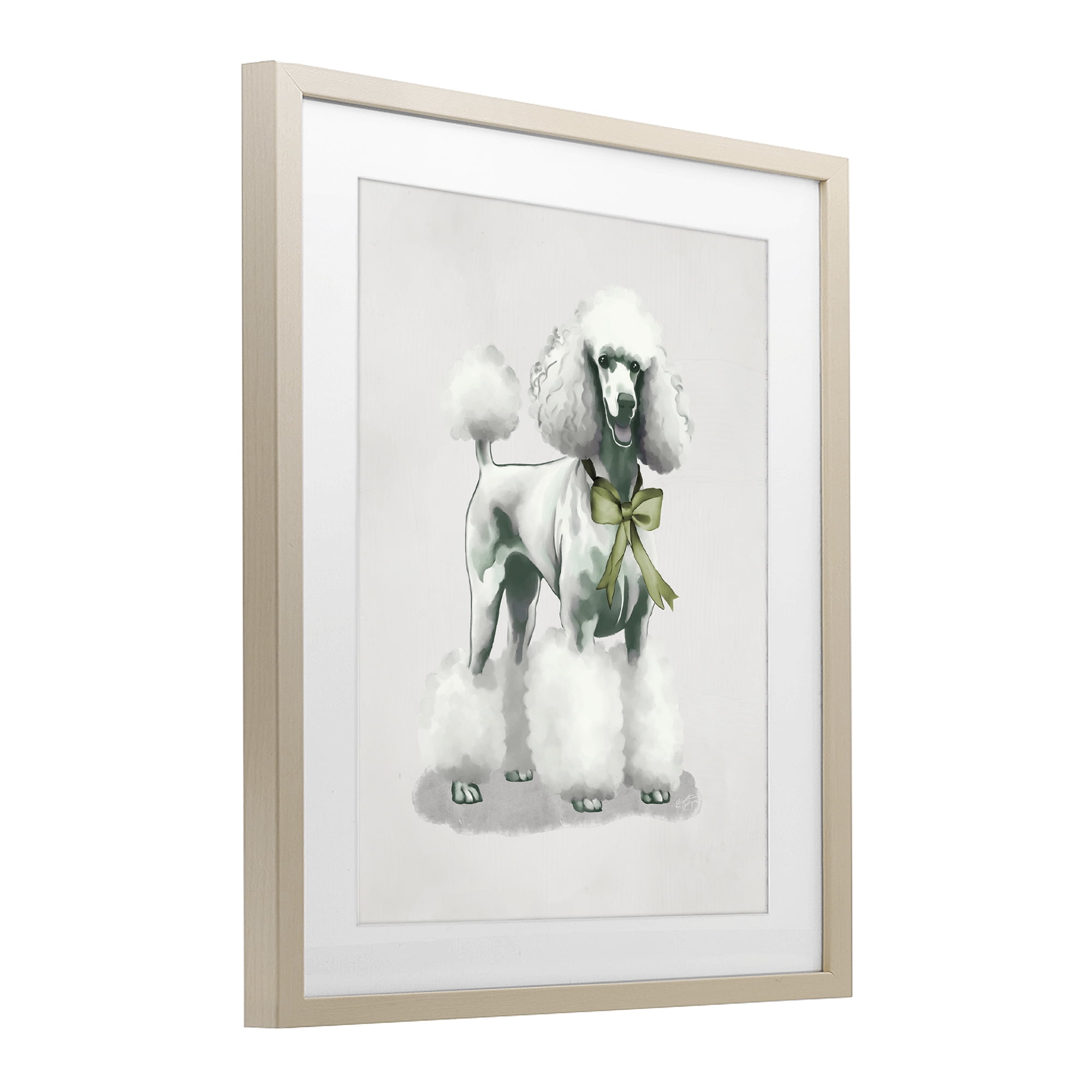 Stupell Industries Graceful Poodle & Ribbon Birch Framed Print Under Glass, design by Elizabeth Medley