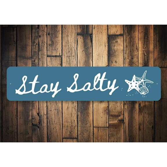 Stay Salty Beach Novelty Sign, Metal Wall Decor - 4x18 inches
