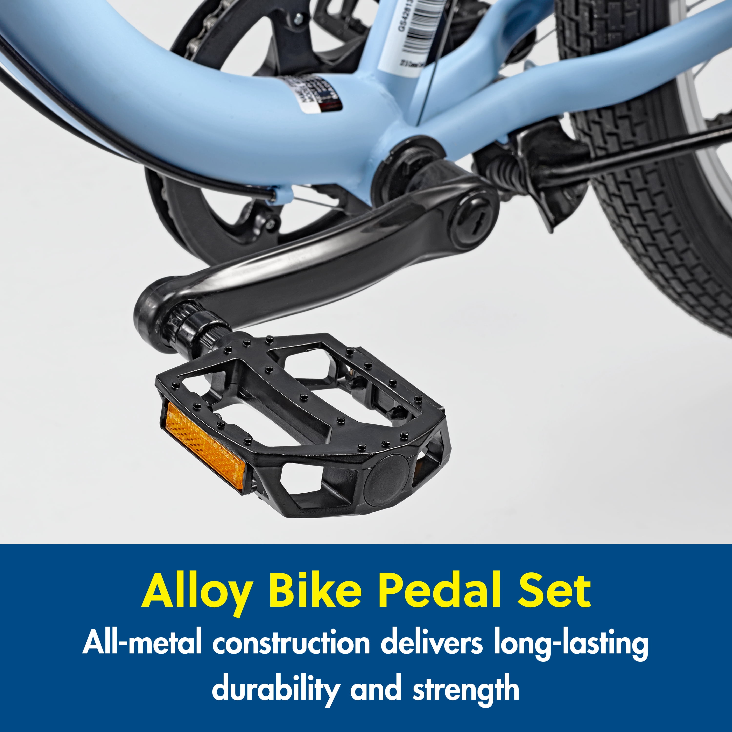 Concord Alloy Grip Bike Pedals, Black, 1/2 in Axle with 9/16 in Adapters, Universal Fit