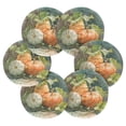 thumbnail image 6 of 6 Pcs Drink Coasters with Holder 3.94in Woven Coasters for Drinks Orange and White Pumpkins Coaster Set for Protection Table, 6 of 7