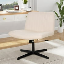 CL.HPAHKL Criss Cross Legged Office Chair, Swivel Height Adjustable Ergonomic Desk Chair No Wheels Armless, Wide Seat Modern Computer Task Vanity Chair for Small Spaces - Beige, Pack of 1